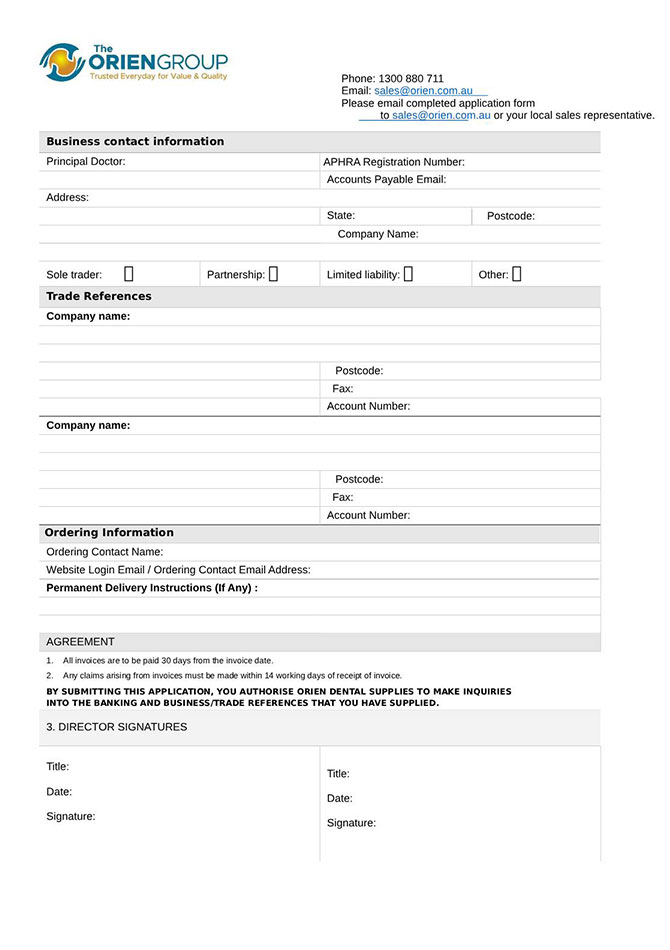 Account Application Dental