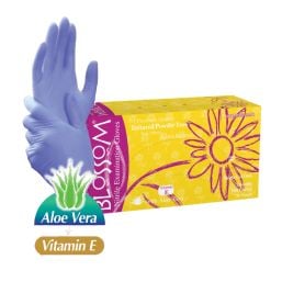 Blossom Nitrile Violet Aloe Vera Powder-Free Gloves, Box of 100