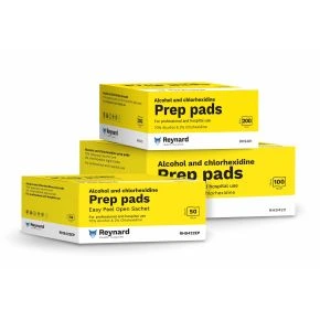 Alcohol & Chlorhexidine Prep Pads, Box of 200