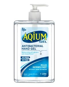 Aqium Antibacterial Hand Gel, 1L Pump Bottle